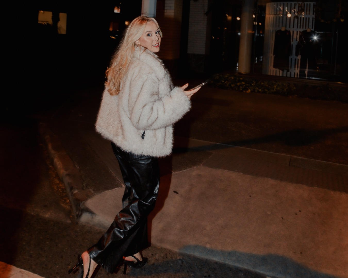Tamra out at night in the city